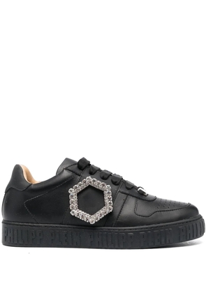 Philipp Plein crystal-detailed leather sneakers - Black