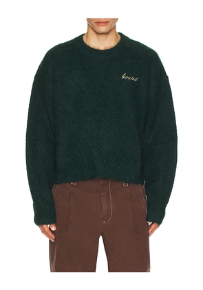 Bound Dexter Cropped Alpaca Knit Sweater in Dark Green. Size M. Also in S, XL/1X.