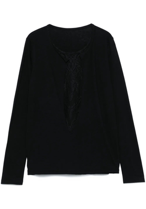 Yohji Yamamoto lace-detail T-shirt - Black