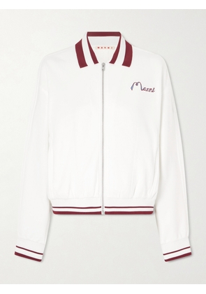 Marni - Embroidered Striped Cotton-blend Jacket - White - IT38,IT40,IT42,IT44,IT46