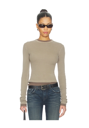 Citizens of Humanity Pillar Waffle Crewneck Top in Grey. Size L. Also in M, S, XL, XS.