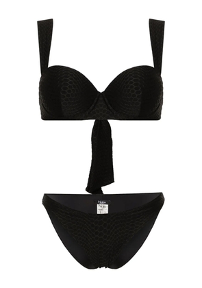 Noire Swimwear Nikki snakeskin-effect bikini set - Black