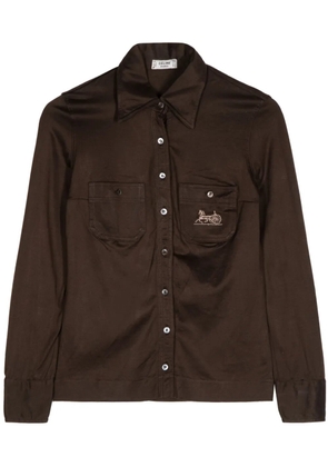 Celine Pre-Owned Horse Carriage-embroidered cotton shirt - Brown