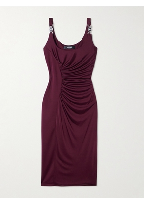 Versace - Ruched Satin-jersey Midi Dress - Burgundy - IT36,IT38,IT40,IT42,IT44,IT46,IT48