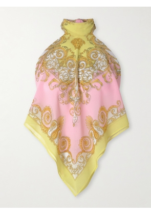 Versace - Printed Georgette Halterneck Top - Yellow - S/M,L/XL