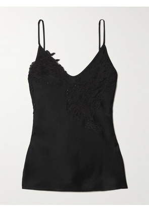 Victoria Beckham - Lace-trimmed Satin-crepe Camisole - Black - UK 4,UK 6,UK 8,UK 10,UK 12