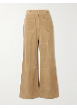 Victoria Beckham - Alina Suede Flared Pants - Neutrals - UK 4,UK 6,UK 8,UK 10,UK 12,UK 14