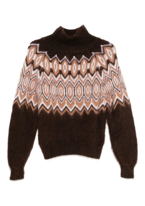 Maje geometric-pattern sweater - Brown