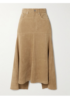 Victoria Beckham - Paneled Suede Midi Skirt - Neutrals - UK 4,UK 6,UK 8,UK 10,UK 12,UK 14
