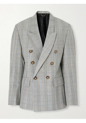 Victoria Beckham - Double-breasted Checked Wool Blazer - Gray - UK 4,UK 6,UK 8,UK 10,UK 12,UK 14
