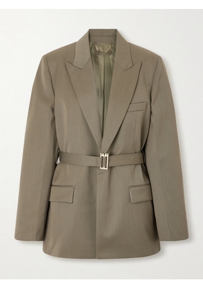Victoria Beckham - Belted Wool-blend Twill Blazer - Green - UK 4,UK 6,UK 8,UK 10,UK 12,UK 14
