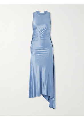 Victoria Beckham - Asymmetric Gathered Satin-jersey Dress - Gray - UK 4,UK 6,UK 8,UK 10,UK 12,UK 14