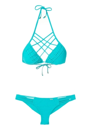 Amir Slama lattice-strap bikini set - Blue