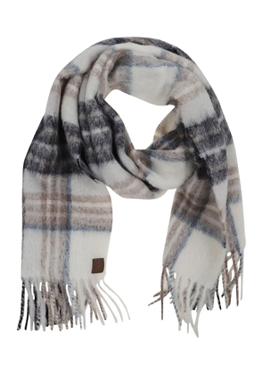 Eleventy plaid fringed scarf - White