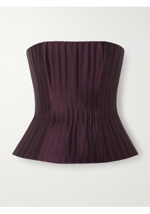Danielle Frankel - Veda Strapless Silk-twill Bustier - Purple - US0,US2,US4,US6,US8,US10