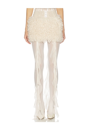 Aniye Records Nika Faux Fur Mini Skirt in Cream. Size L. Also in M, S, XS.