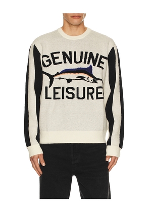 Duvin Design Leisure Sport Crew Knit Sweater in Cream. Size L. Also in M, S, XL/1X.