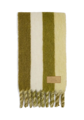 AMI Paris striped fringed scarf - Green