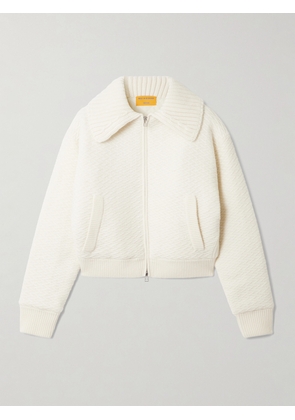 Guest In Residence - Cross Country Cropped Wool And Cashmere-blend Bomber Jacket - Cream - x small,small,medium,large,x large