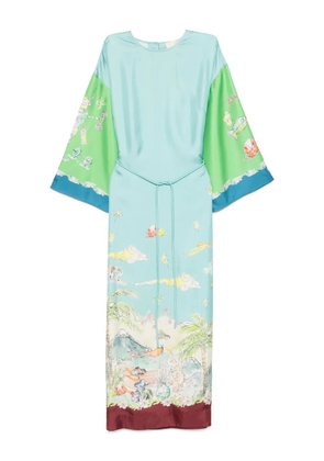 ALEMAIS Daria graphic-print silk midi dress - Blue