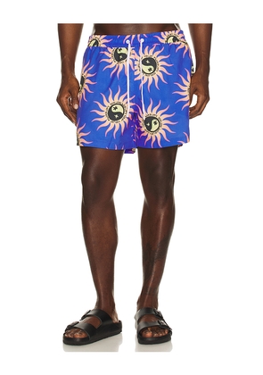 Duvin Design Sun Energy Swim Shorts in Blue. Size L. Also in M, S, XL/1X.
