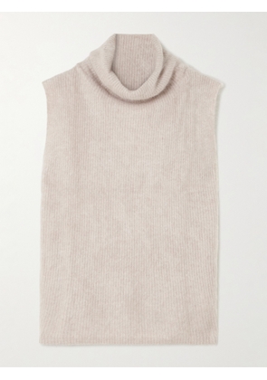 LISA YANG - Aisla Ribbed Bruched-cashmere Turtleneck Sweater Vest - Neutrals - 01,2