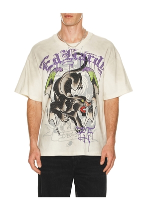 Ed Hardy By Appointment Only Panther Wings Boxy Tee in White. Size L. Also in S, M, XL/1X.