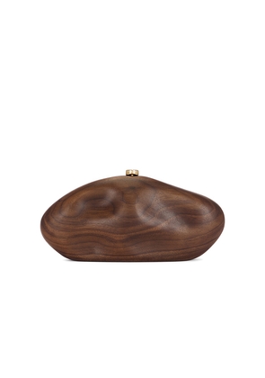 Cult Gaia The Caldera Clutch in Brown.