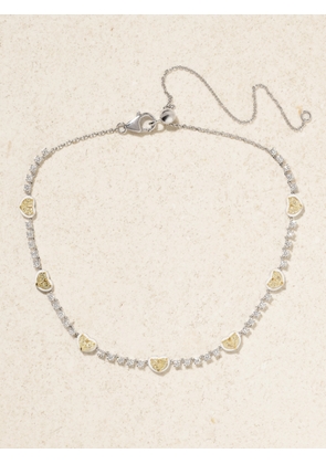 Kamyen - Twin Heart 18-karat White Gold, Enamel And Diamond Necklace - One size