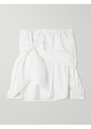 Max Mara - Off-the-shoulder Tie-detailed Gathered Cotton-poplin Blouse - White - UK 4,UK 6,UK 8,UK 10,UK 12,UK 14,UK 16,UK 18