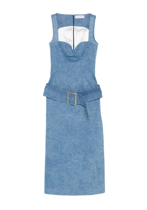 Rowen Rose belted denim midi dress - Blue