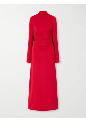 Altuzarra - Jazmina Ruched Stretch-jersey Mock-neck Maxi Dress - Red - FR 34,FR 36,FR 38,FR 40,FR 42,FR 44,FR 46