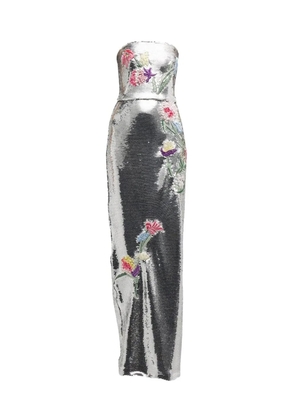 Ml Monique Lhuillier embroidered sequin-embellished dress - Silver