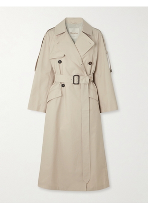 Max Mara - Delfino Double-breasted Belted Cotton-blend Twill Trench Coat - Neutrals - UK 4,UK 6,UK 8,UK 10,UK 12,UK 14,UK 16,UK 18