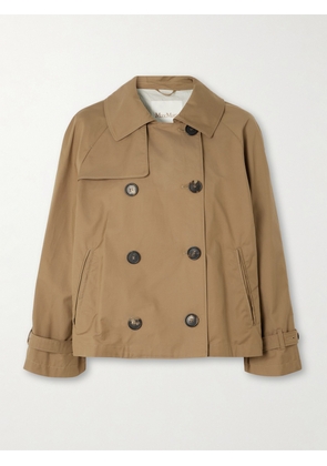 Max Mara - Tesoro Cropped Double-breasted Cotton-blend Gabardine Trench Coat - Brown - UK 4,UK 6,UK 8,UK 10,UK 12,UK 14,UK 16,UK 18