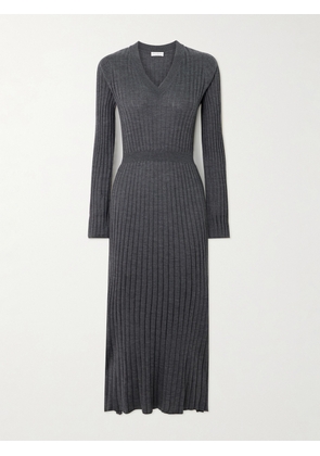 Brunello Cucinelli - Ribbed Wool Midi Dress - Gray - xx small,x small,small,medium,large,x large