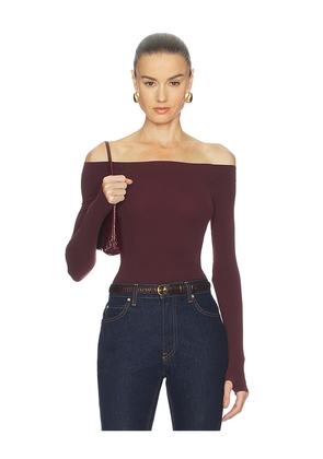 Commando Ballet Off-shoulder Bodysuit in Wine.