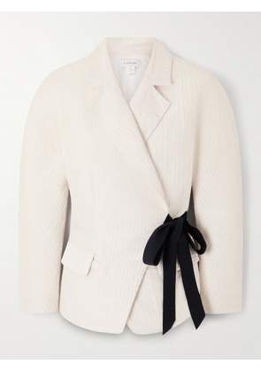 Lanvin - Belted Textured-satin Jacket - Cream - FR 34,FR 36,FR 38,FR 40,FR 42