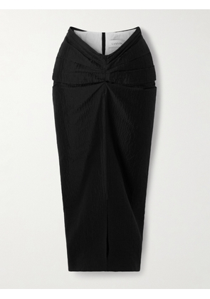 Lanvin - Draped Satin-jacquard Midi Skirt - Black - FR 34,FR 36,FR 38,FR 40,FR 42,FR 44