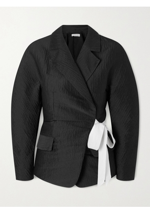 Lanvin - Belted Textured-satin Jacket - Black - FR 34,FR 36,FR 38,FR 40,FR 42