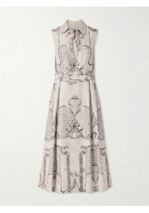 Max Mara - Belted Printed Twill Midi Shirt Dress - Ivory - UK 4,UK 6,UK 8,UK 10,UK 12,UK 14,UK 16,UK 18