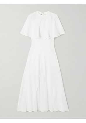 Lanvin - Cape-effect Open-knit And Jersey Midi Dress - White - xx small,x small,small,medium,large