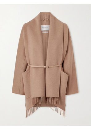 Max Mara - Belted Fringed Camel Hair Coat - Brown - UK 4,UK 6,UK 8,UK 10,UK 12,UK 14,UK 16,UK 18