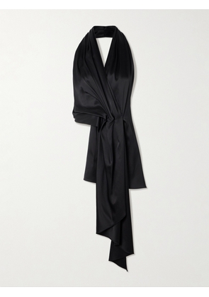 Heirlome - Barbara Gathered Draped Silk-satin Halterneck Blouse - Black - x small,small,medium,large,x large