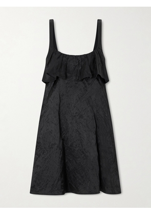 Chloé - Ruffled Cutout Crinkled-satin Mini Dress - Black - FR 34,FR 36,FR 38,FR 40,FR 42,FR 44