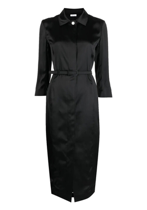 Thom Browne belted-waist satin shirtdress - Black
