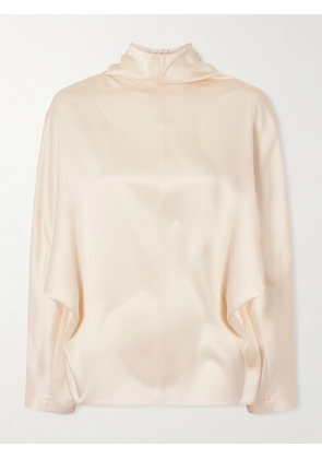 Brunello Cucinelli - Silk-satin Turtleneck Blouse - Ivory - xx small,x small,small,medium,large