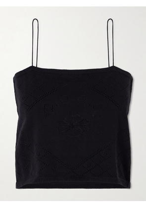 BODE - Anisette Cropped Embroidered Cotton Tank Top - Black - x small,small,medium,large,x large