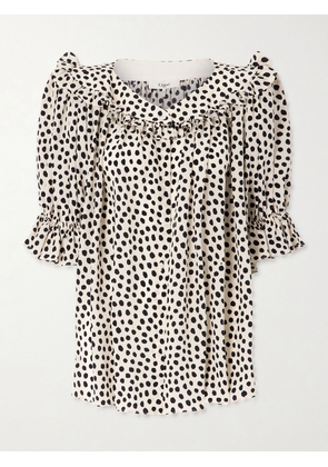 Chloé - Gathered Polka-dot Silk Crepe De Chine Blouse - Ecru - FR 34,FR 36,FR 38,FR 40,FR 42,FR 44,FR 46