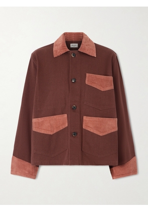 BODE - Corduroy-trimmed Cotton-twill Jacket - Brown - x small,small,medium,large,x large